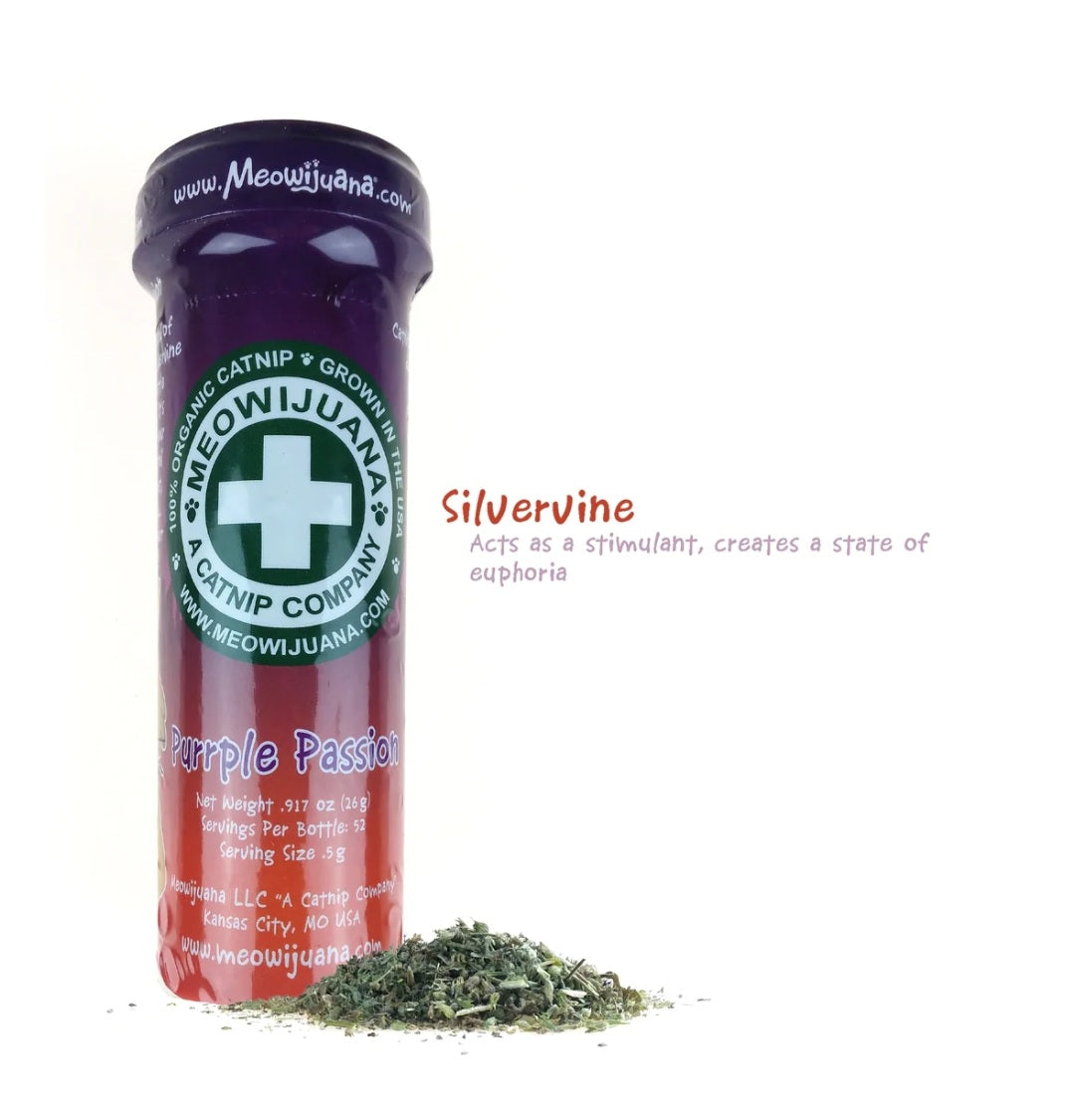 Meowijuana Purrple Passion Silvervine & Catnip Ground Catnip Treat - Hillbilly House Panthers